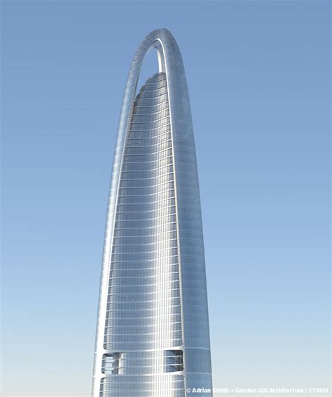 Il atteindra une hauteur de 475,6 m en 2022 et devrait devenir le second plus haut immeuble du monde. Wuhan Greenland Center - The Skyscraper Center