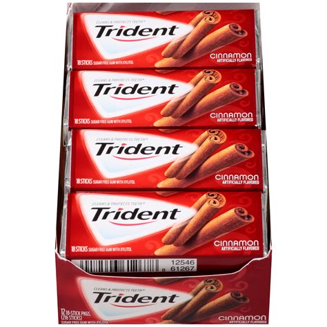 Trident Sugar Free Cinnamon Gum 18 Pcs Pack Of 12
