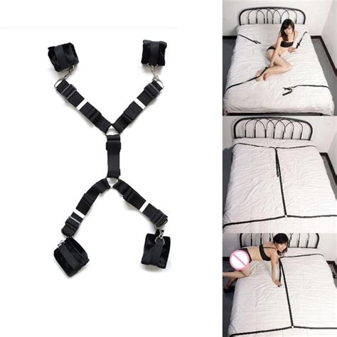 2018 hot fleece fabric and magic tape under bed hand cuff system restraint fetish bondage bdsm