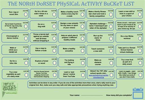 Your School Games The Physical Activity Bucket List