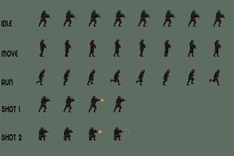 Free Soldier Sprite Sheets Pixel Art By 2d Game Assets On Dribbble
