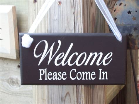 Welcome Please Come In Wood Sign Vinyl Entryway Office Sign Business