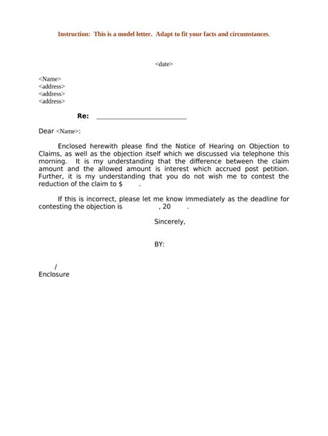 Letter Notice Objection Doc Template Pdffiller