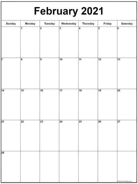According to the gregorian calendar, february is the second and short month of the year. February 2021 Vertical Calendar | Printable March