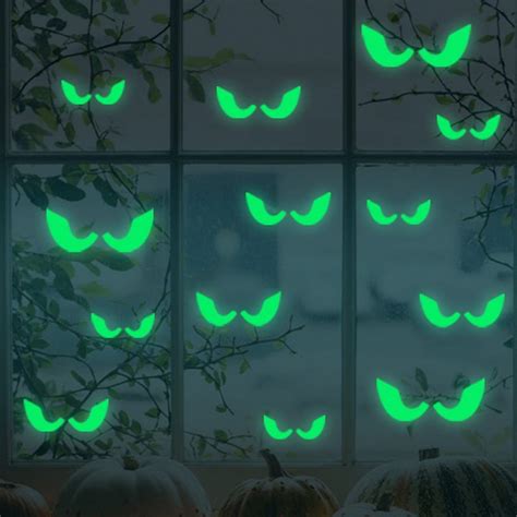 Eyes Glowing In The Dark Wall Glass Sticker Halloween Decoration 18pcs