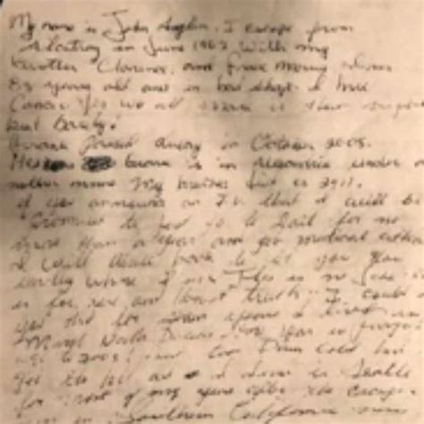 Biodunbbc Alcatraz Escape Fugitive John Anglins Name On Letter To