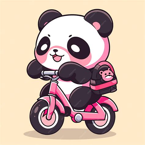 Premium Vector Cute Panda Riding Bicycle Vector Icon Illustratio