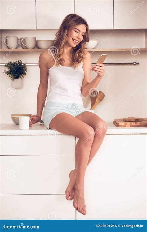 Beautiful Girl In Kitchen Stock Image Image Of Diet 88491245