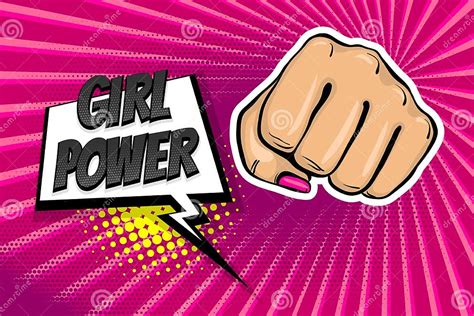 Girl Woman Power Fist Pop Art Style Stock Vector Illustration Of Rough Positive 114586917