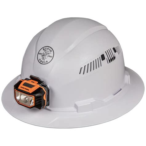 Klein Tools Vented Full Brim With Headlamp Hard Hat 60407 The Home Depot