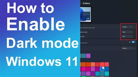 How To Enable To Dark Mode On Windows 11 Windows 11 Dark Themes Youtube
