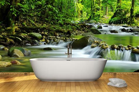 Mountain Stream In A Forest Wall Mural Forest Wall Mural Wall Murals
