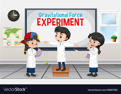 Gravitational Force Experiment With Scientist Vector Image