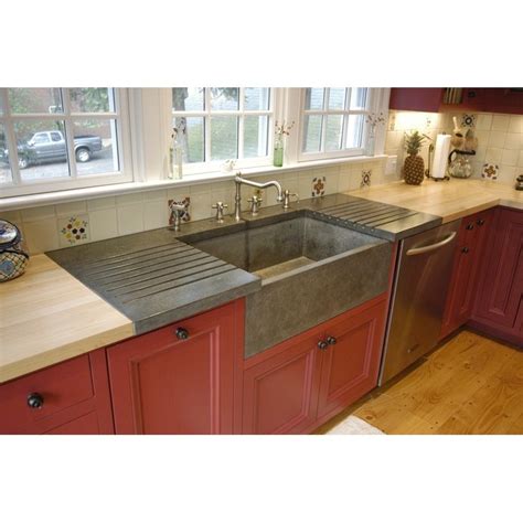 Kitchen sink with drain board | wayfair farmhouse 60 l x 21 w drainboard kitchen sink by strom plumbing by sign of the crab kore workstation 16 gauge stainless steel 32 l x 19 w undermount kitchen sink you have searched for kitchen sink with drain board and this page. Betonas Apron Front Farm Sink & Drainboard (but it's ...