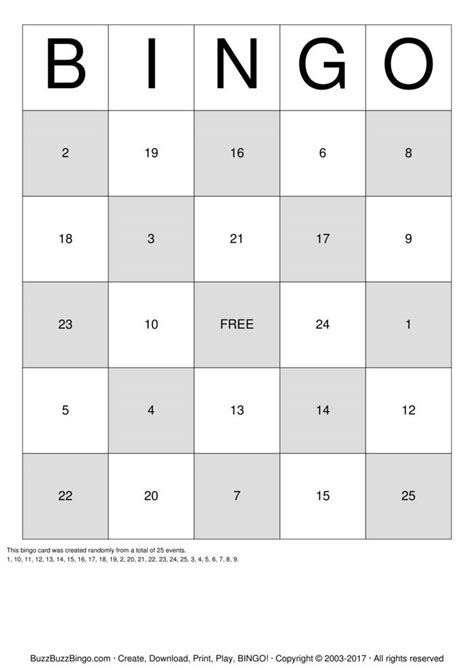 Numbers 1 31 Bingo Cards To Download Print And Customize