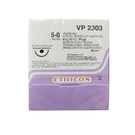 Buy Ethicon Vicryl Plus 5 0 Absorbable Violet Braided Suture Vp2303