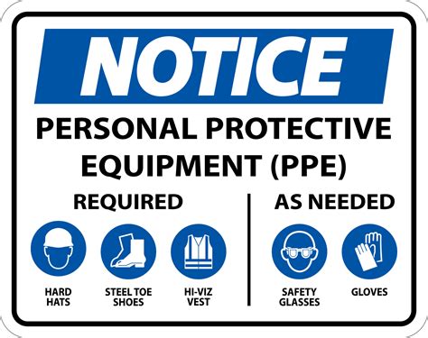 Notice Ppe Required As Needed Sign On White Background 11449321 Vector