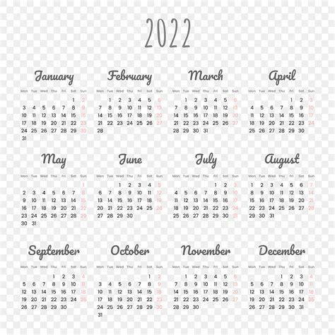 Minimalist Calendar Vector Png Images Complete 2022 Calendar In