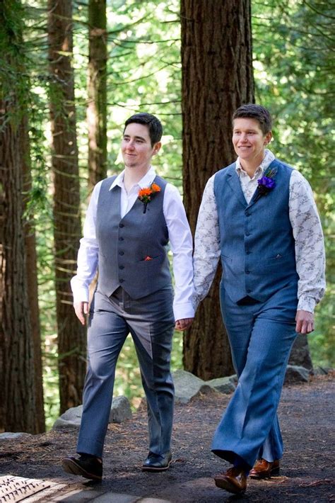 Lesbian Wedding Beautiful Morning Arboretum Lesbians Wedding Outfits Portland Oregon