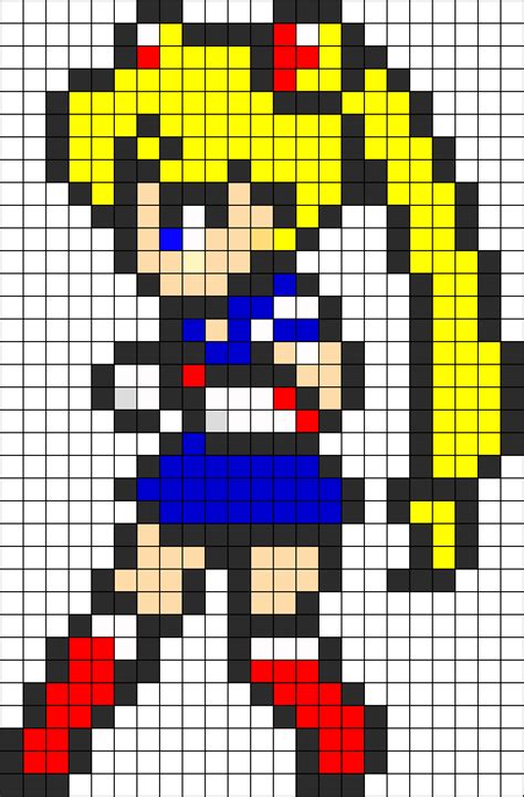 Sailor Moon Kandi Pattern Pixel Art Pattern Pixel Art Grid Pixel Art