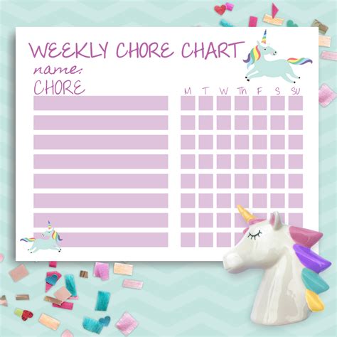 Printable Unicorn Chore Chart For Kids Carrie Elle