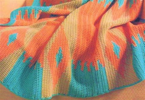 Vintage Crochet Afghan Pattern Southwestern Navajo Indian Etsy