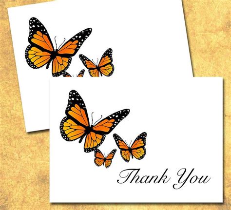 Butterfly Thank You Note Cards Monarch Butterfly Fall Etsy