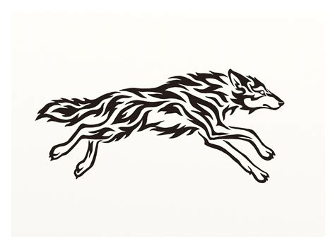 Running Wolf Tribal Wolf Tattoo Wolf Silhouette Wolf Tattoo Design