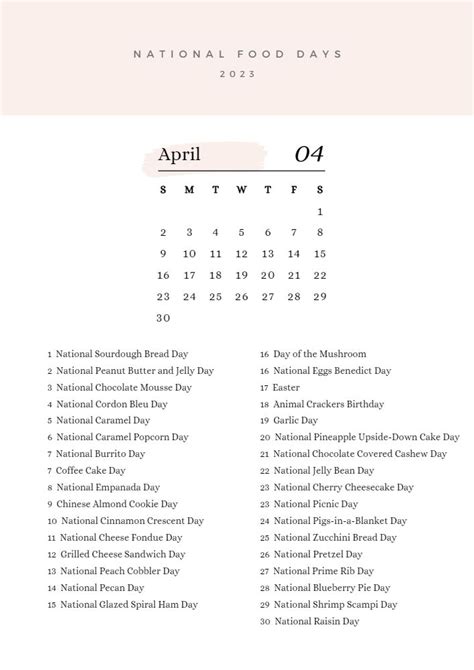 National Food Days 2023 Free Printable Calendar The Storied Recipe