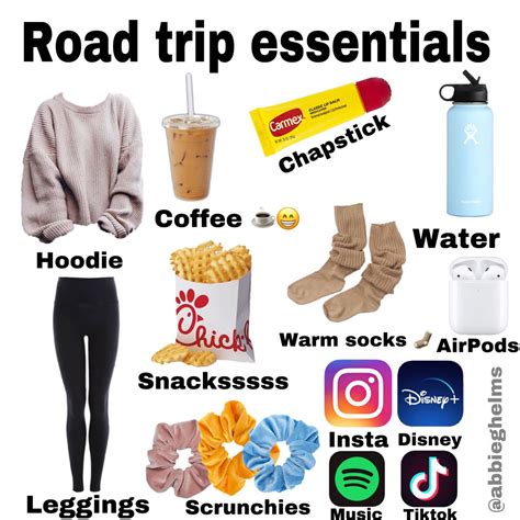 the road trip essentials are organized in this poster