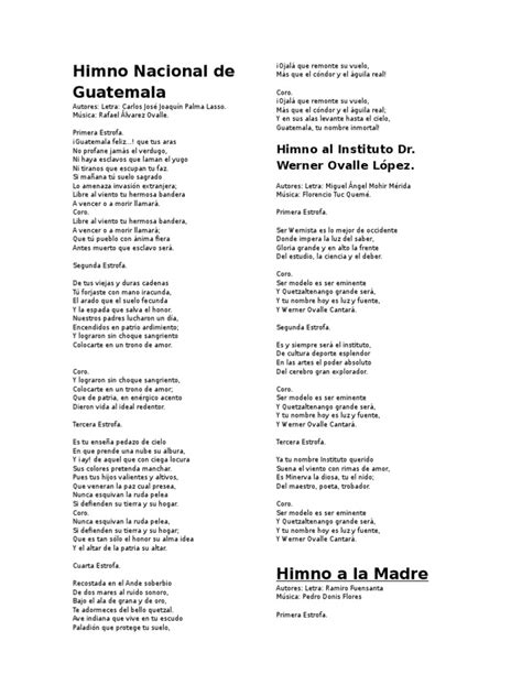 Himnos Civicos De Guatemala Entretenimiento General Religión Y