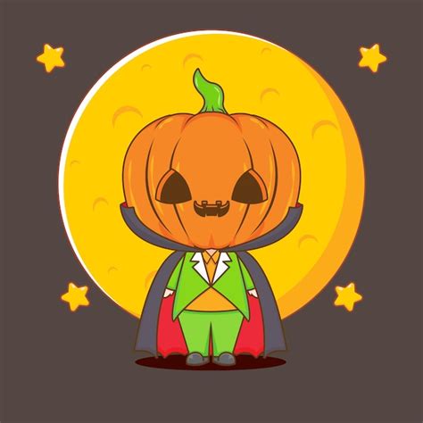 Premium Vector Pumpkin Halloween Monste Chibi Character Illustration