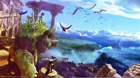 766 29 heart moon night sky. Majin And The Forsaken Kingdom fantasy art jungle parrot tropical castles birds wallpaper ...