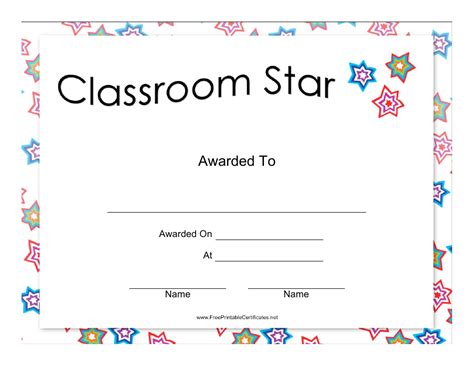 Classroom Star Certificate Template Download Printable Pdf Templateroller