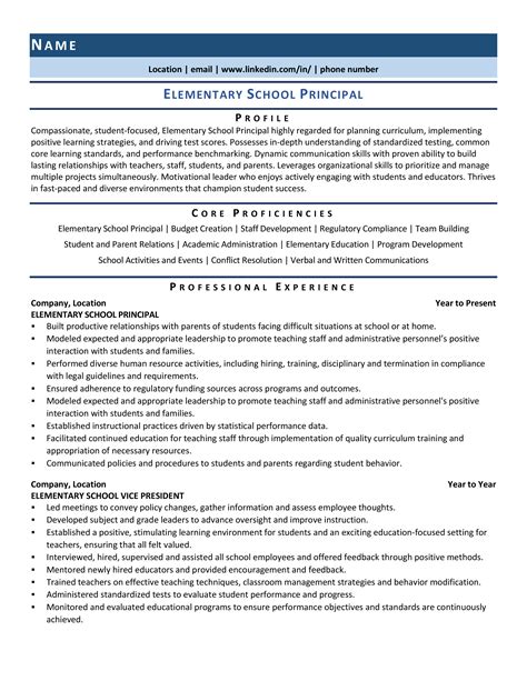 Elementary School Principal Resume Samples And How To Guide For 2020