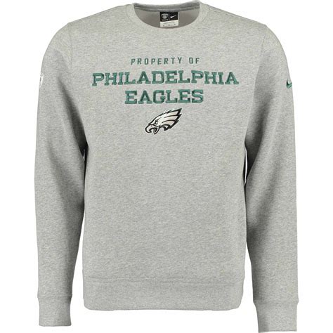Mens Nike Gray Philadelphia Eagles Stadium Classic Club Crew Sweatshirt