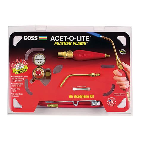 airgas gseka 1h goss® acet o lite air acetylene no 6 5 torch kit with feather flame tip