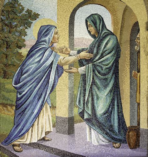 The church of the visitation is reached by steps up from the main road through the village. Visitation of Our Lady | "Mary set out and went as quickly ...