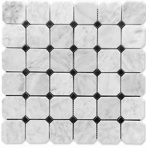 Carrara Bianco Honed 2 Octagon Marble Mosaic Tile