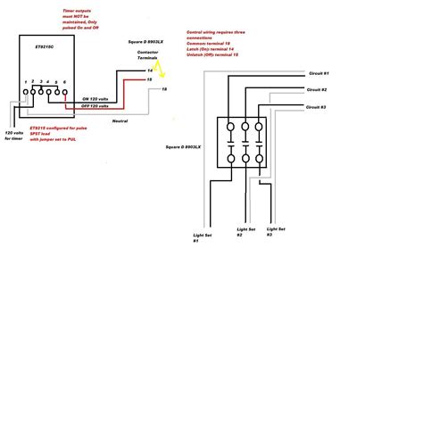 Household light switch does same job as relay or contactor, except you manually move light switch a wall timer reaches the 7 pm set point and activates a relay that turns on power to outdoor lights. Square D Lighting Contactor Wiring Diagram