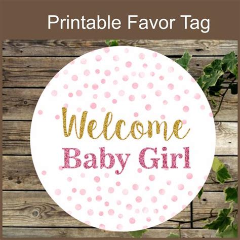 Free printable birthday, baby shower, christmas, bridal shower party games. Pink and Gold Baby Shower Printable Favor Tag Glitter Baby