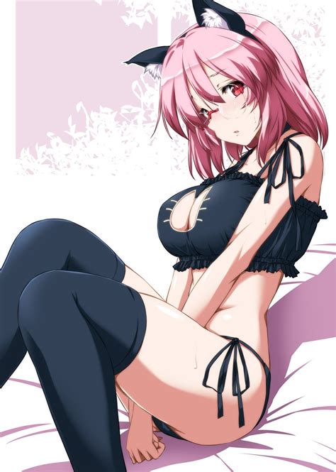 cat keyhole bra artwork by nori tamago [oppai pantsu lingerie anime art] anime