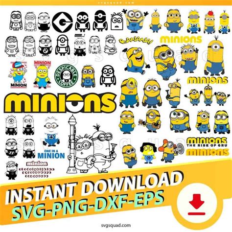 Minions SVG PNG Characters Bundle Clipart Silhouette Designs Digital