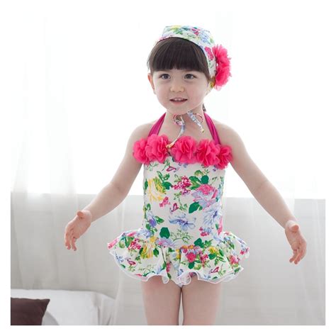 Asian Design Lovely Floral Little Girl Swimwear Nowsel