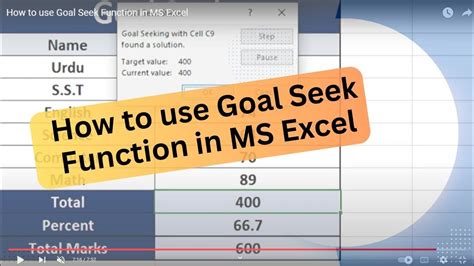 How To Use Goal Seek Function In Ms Excel Youtube