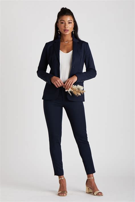 Womens Navy Blue Suit Pants By Suitshop Birdy Grey