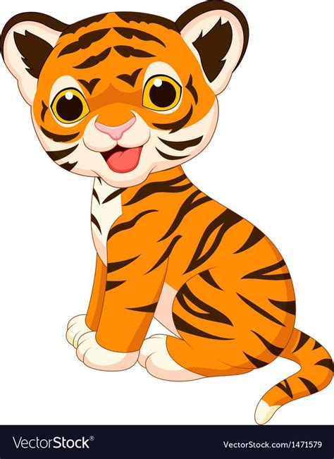 Vector Illustration Of Cute Baby Tiger Cartoon Download A Free Preview