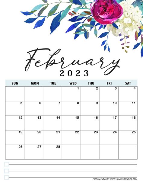 Free Printable Calendar 2023 In Beautiful Florals Free Printable