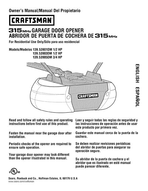 Craftsman Garage Door Opener Owners Manual