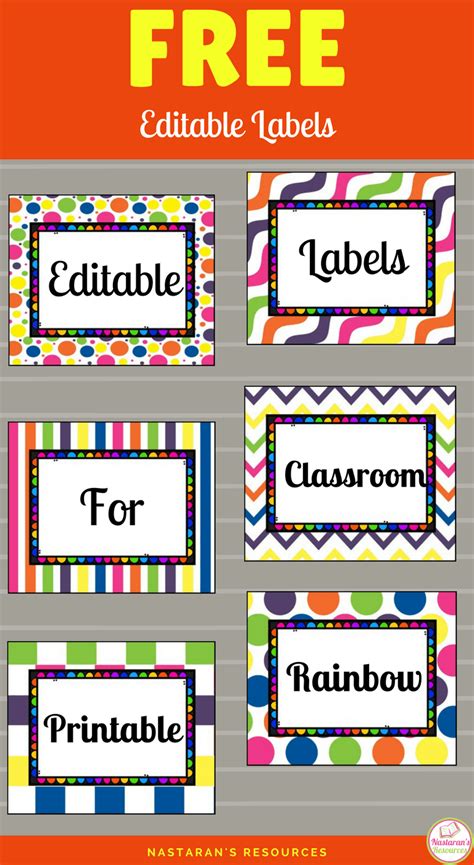 Free printable and editable labels for classroom organization